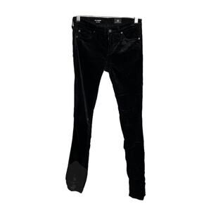 AG Adriano Goldschmied Women's 25R The Legging Super Skinny Black Velvet Pants